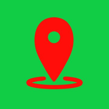 Animation Red Location Pin Icon on a Vibrant Green Background for Navigation and Travel Apps