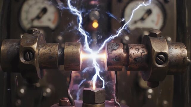 Intense electrical arc powering vintage scientific equipment