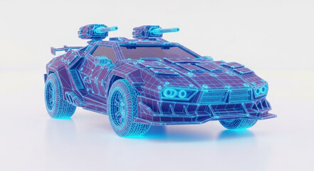 Futuristic Armored Vehicle Hologram Display. © Ahmadhadik