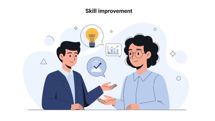 Business meeting and skill improvement concept illustration