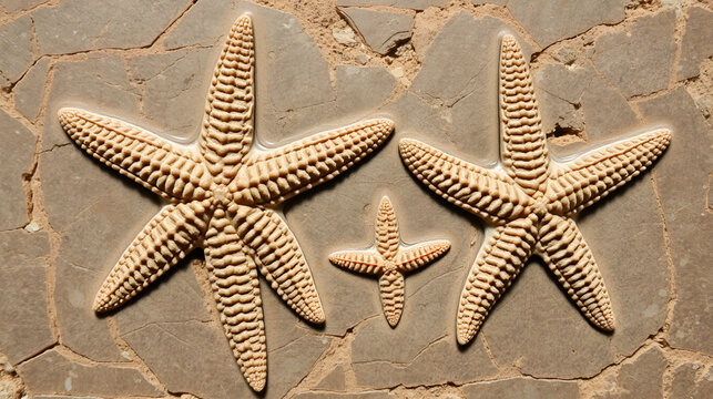 Petrified fossil starfishes