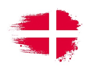 Red, white cross flag with rough edges. Abstract, textured