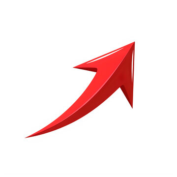 3d red arrow pointing upwards and to the right isolated on transparent background