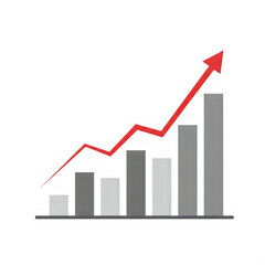 Obraz premium Red arrow graph showing growth and success isolated on transparent background