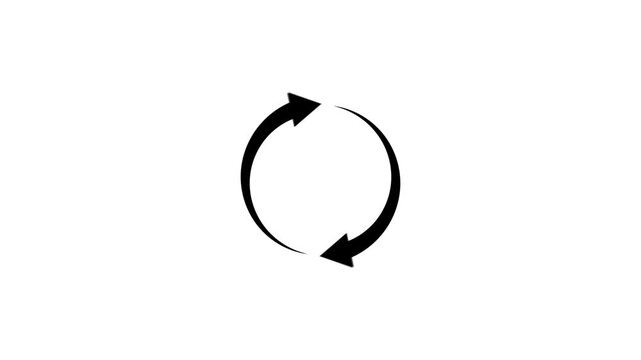 A stark minimalist image features a circular arrow comprised of two curved arrows illustrating the concept of cyclical rotation high quality professional