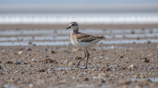 Killdeer on mud in salt flat.