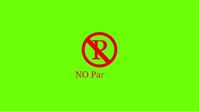 A vibrant green background features a prominent red circular prohibition sign with a stylized r inside alongside the text no par