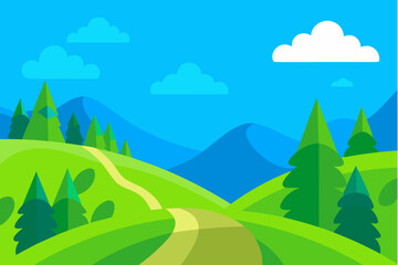 Fototapeta premium Serene landscape with rolling hills and mountains