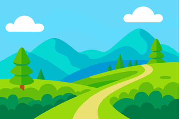 Obraz premium Serene mountain landscape with winding road