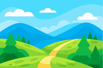 Obraz premium Serene landscape with rolling hills and mountains