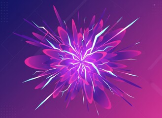 Abstract Purple Geometric Explosion With Electric Bolts