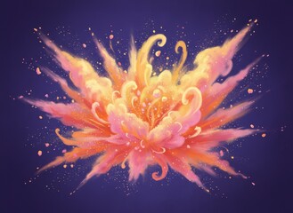 Abstract Floral Explosion In Pink And Gold