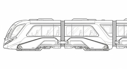 Modern High Speed Train Sketch Drawing. © Vita