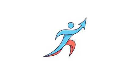 Obraz premium Abstract Human Figure with Upward Arrow Symbolizing Growth and Success.