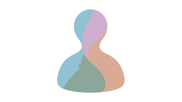 Abstract Human Silhouette with Swirling Colors.