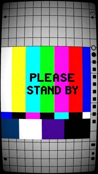 Retro TV test pattern with 'Please Stand By' message
