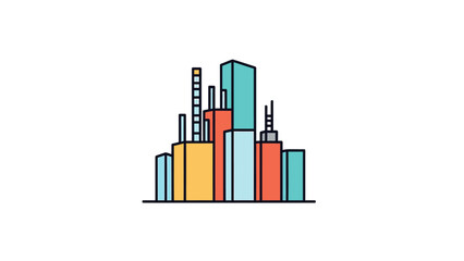 Fototapeta premium Colorful abstract illustration of modern city skyline buildings.