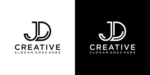 JD or DJ initial letter logo design vector