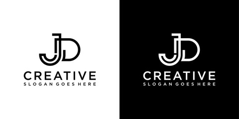 JD or DJ initial letter logo design vector