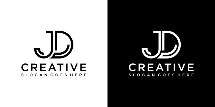 JD or DJ initial letter logo design vector