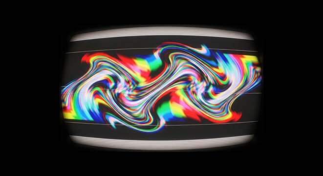 Abstract Colorful Glitch Effect on Vintage Television Screen.