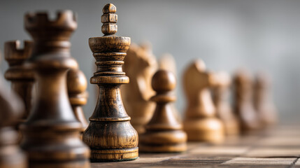 Fototapeta premium World Chess Day, Thoughtful Man Concentrating During Chess Match Demonstrating Focus, Intelligence, And Strategic Mindset On World Chess Day