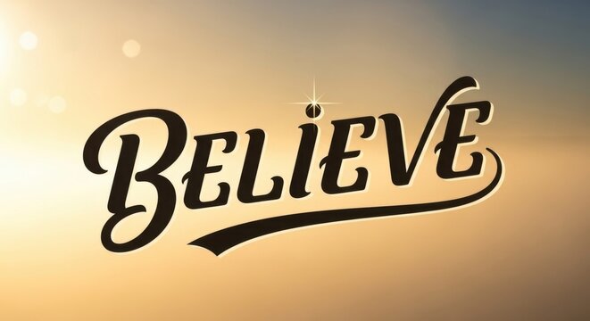 Believe in Yourself - Inspiring Typography Against a Golden Sky.