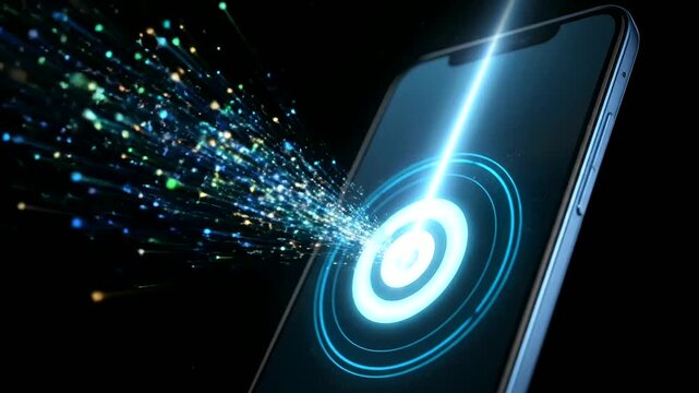 Financial wellness apps drive futuristic data flow and digital connectivity on a sleek smartphone, illustrating secure financial management and innovation.