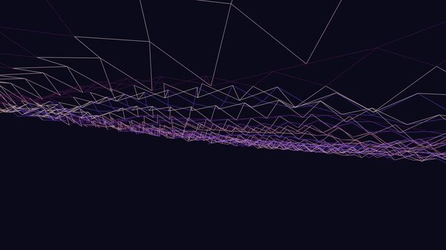 Aerial View of Topography with Motion Graphics and Purple Accents in a Dark Environment