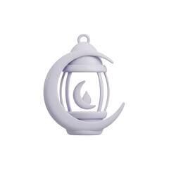 Fototapeta premium 3D rendered illustration of a lantern with a crescent moon on a black background