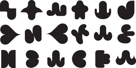 Black abstract shapes on a white background illustration design