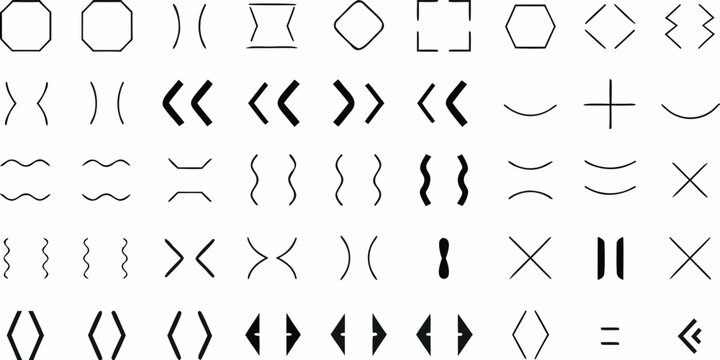 Collection of abstract geometric shapes and line patterns on white