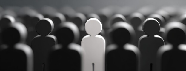 Obraz premium Abstract representation of a leader among a crowd of figures 