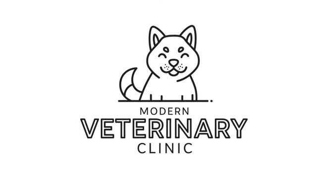 Cute dog logo for a modern veterinary clinic.