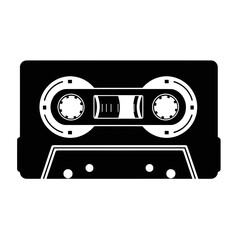 Obraz premium Retro audio cassette tape, vintage music storage, isolated on black background, vector illustration