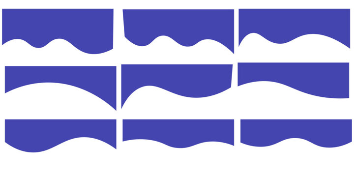 Collection of dividers shape templates. Modern separator header for website and app. Curve lines, wave collection of abstract design element for top and bottom page web site.