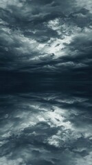 Fototapeta premium Gloomy sky reflection emotional mood dark clouds nature scene tranquil water atmospheric view
