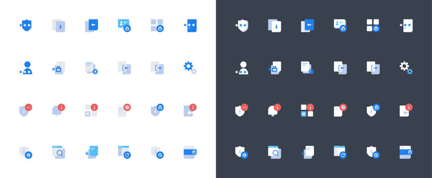Security Icons Set of 24 Integrated Light and Dark Mode UI System