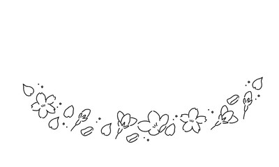 手描きの下カーブの桜のラインイラスト