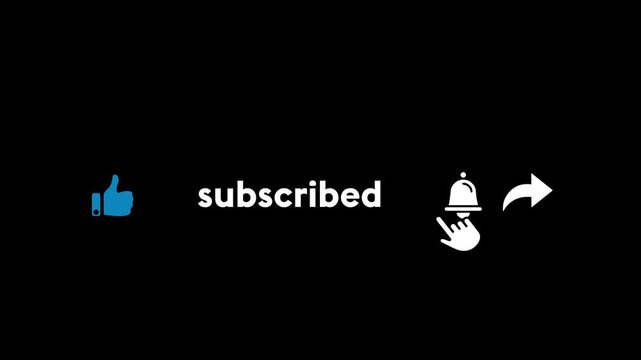 Modern Clean Animated Social Media Subscribe, Like, and Notification Bell Overlay Graphic