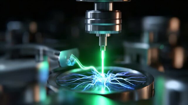 Dynamic Energy Discharge Captured: High-Tech Imagery of Electrifying Plasma Streams Generated by Advanced Machinery in a Darkened Laboratory Environment