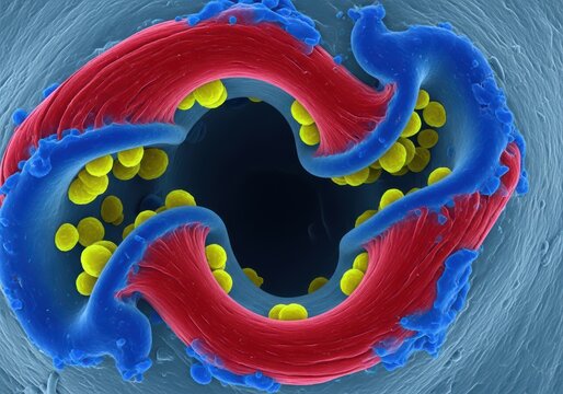 Microscopic View Of Bee Dorsal Vessel Displaying Myocardial Wall And Hemocyte Adhesion