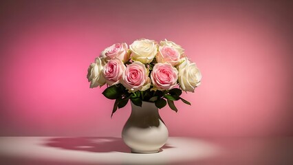 Naklejka premium Beautiful pink and white roses bouquet for mother's day gift ideas and celebrations