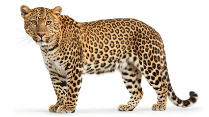 Fototapeta premium Leopard on white background studio portrait