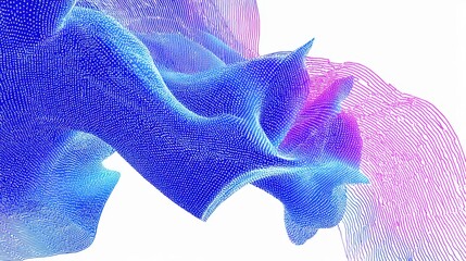 Abstract Wavy Texture with Blue Pink and White Colors Digital Artwork Detailed Design with Swirling Patterns on a Clean White Background