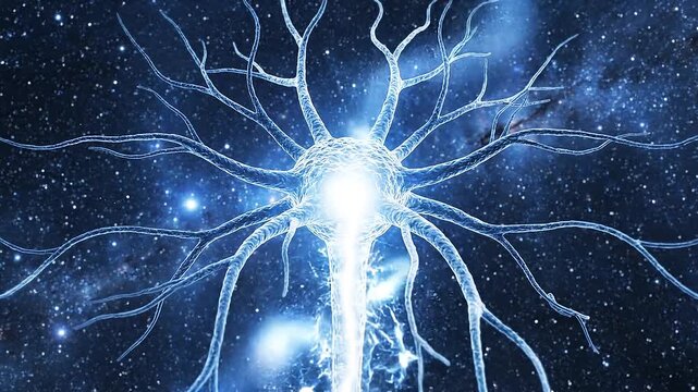 3D Render of a Neuron in Cosmic Space
