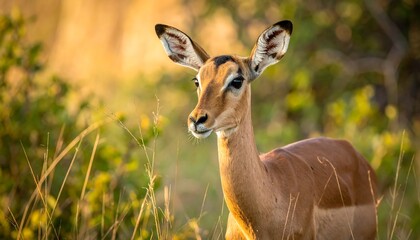 A graceful antelope gazes serenely, bathed in warm, golden sunlight