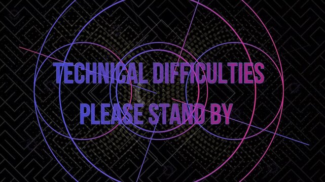 Technical issue on television screen causing difficulty and problem with broadcasting signal.