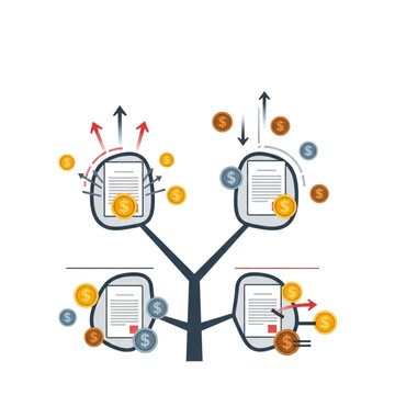 Cryptocurrency exchange concept with coins isolated on transparent background.
