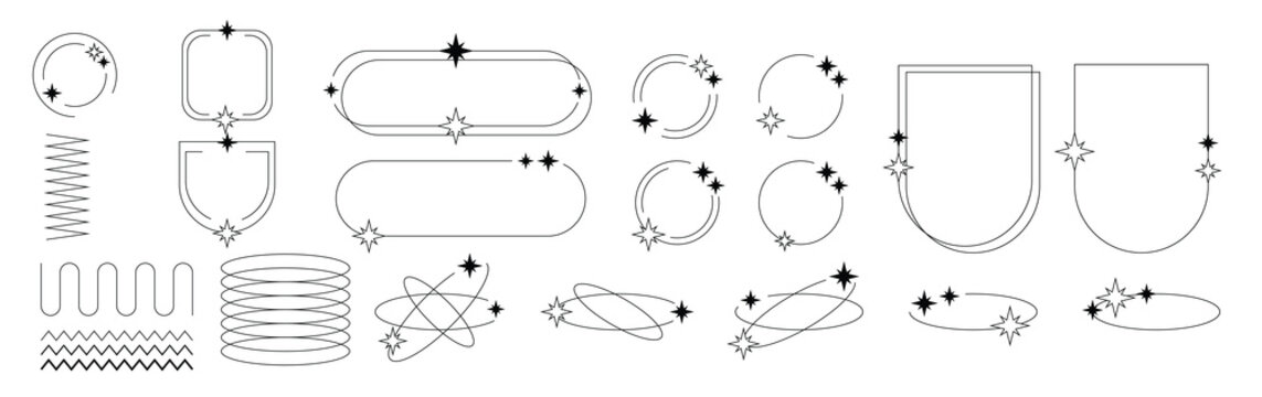  set of yk border line frames with stars labels stickers